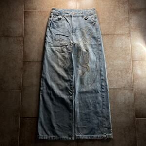 Spider Web Embroidered Blue Wide-Leg Baggy Denim Jeans size 29